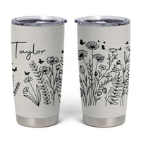 Personalized Wildflower Tumbler Cup Custom Name Custom Name Gift For Women Butterflies Floral