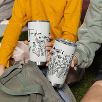 Personalized Wildflower Tumbler Cup Custom Name Custom Name Gift For Women Butterflies Floral