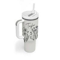 Personalized Wildflower Tumbler With Handle Custom Name Custom Name Gift For Women Butterflies Floral