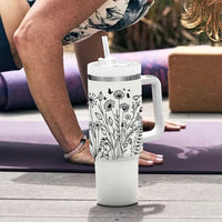 Personalized Wildflower Tumbler With Handle Custom Name Custom Name Gift For Women Butterflies Floral