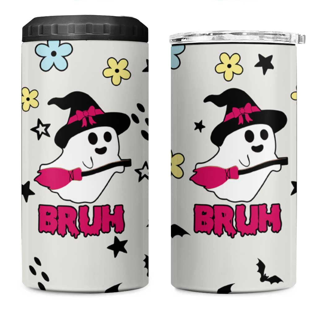 Little Ghost Ice Coffee 4 in 1 Can Cooler Tumbler Halloween Boo Spooky Ghost Travel Cup - Wonder Print Shop