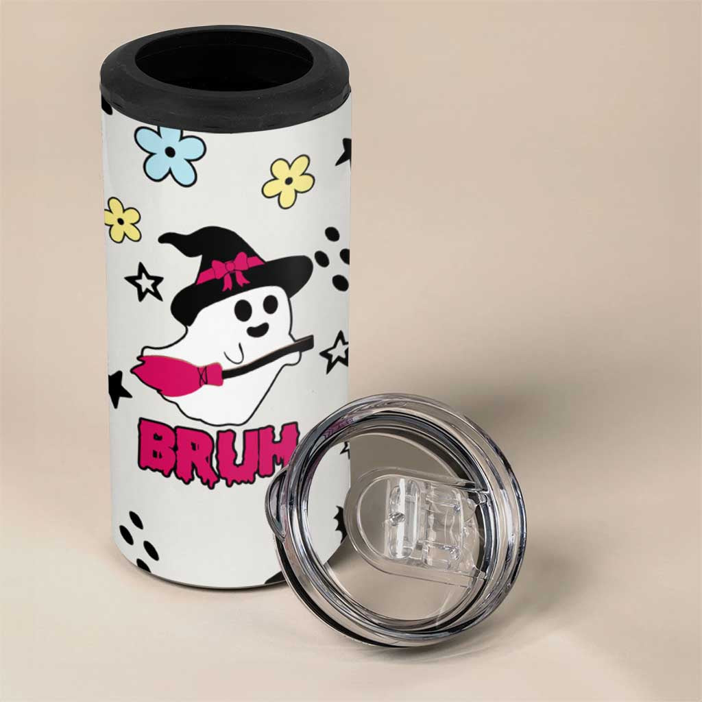 Little Ghost Ice Coffee 4 in 1 Can Cooler Tumbler Halloween Boo Spooky Ghost Travel Cup - Wonder Print Shop