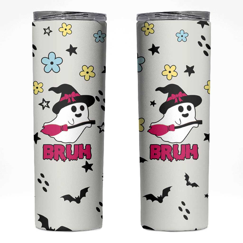 Little Ghost Ice Coffee Skinny Tumbler Halloween Boo Spooky Ghost Travel Cup - Wonder Print Shop