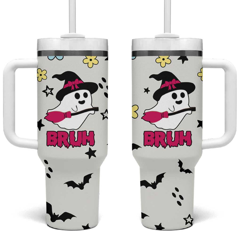 Little Ghost Ice Coffee Tumbler With Handle Halloween Boo Spooky Ghost Travel Cup - Wonder Print Shop