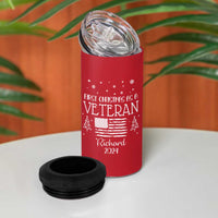 Personalized First Christmas Veteran 4 in 1 Can Cooler Tumbler Custom Name Military Retirement Gift American Flag Red - Wonder Print Shop