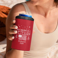 Personalized First Christmas Veteran 4 in 1 Can Cooler Tumbler Custom Name Military Retirement Gift American Flag Red - Wonder Print Shop