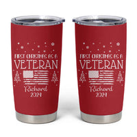 Personalized First Christmas Veteran Tumbler Cup Custom Name Military Retirement Gift American Flag Red - Wonder Print Shop