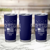 Personalized First Christmas Veteran Tumbler Cup Custom Name Military Retirement Gift American Flag Navy - Wonder Print Shop