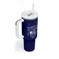 Personalized First Christmas Veteran Tumbler With Handle Custom Name Military Retirement Gift American Flag Navy - Wonder Print Shop