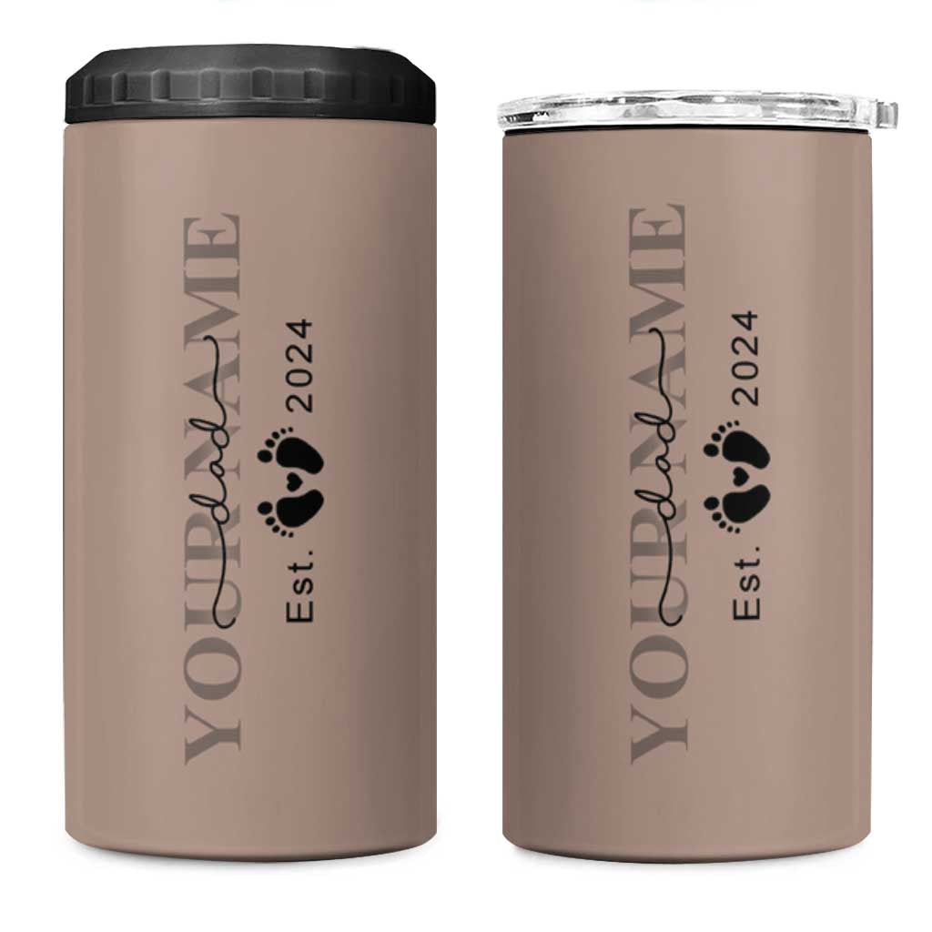 Personalized New Dad 4 in 1 Can Cooler Tumbler Est 2024 Pregnancy Reveal First Time Dad Gift - Wonder Print Shop