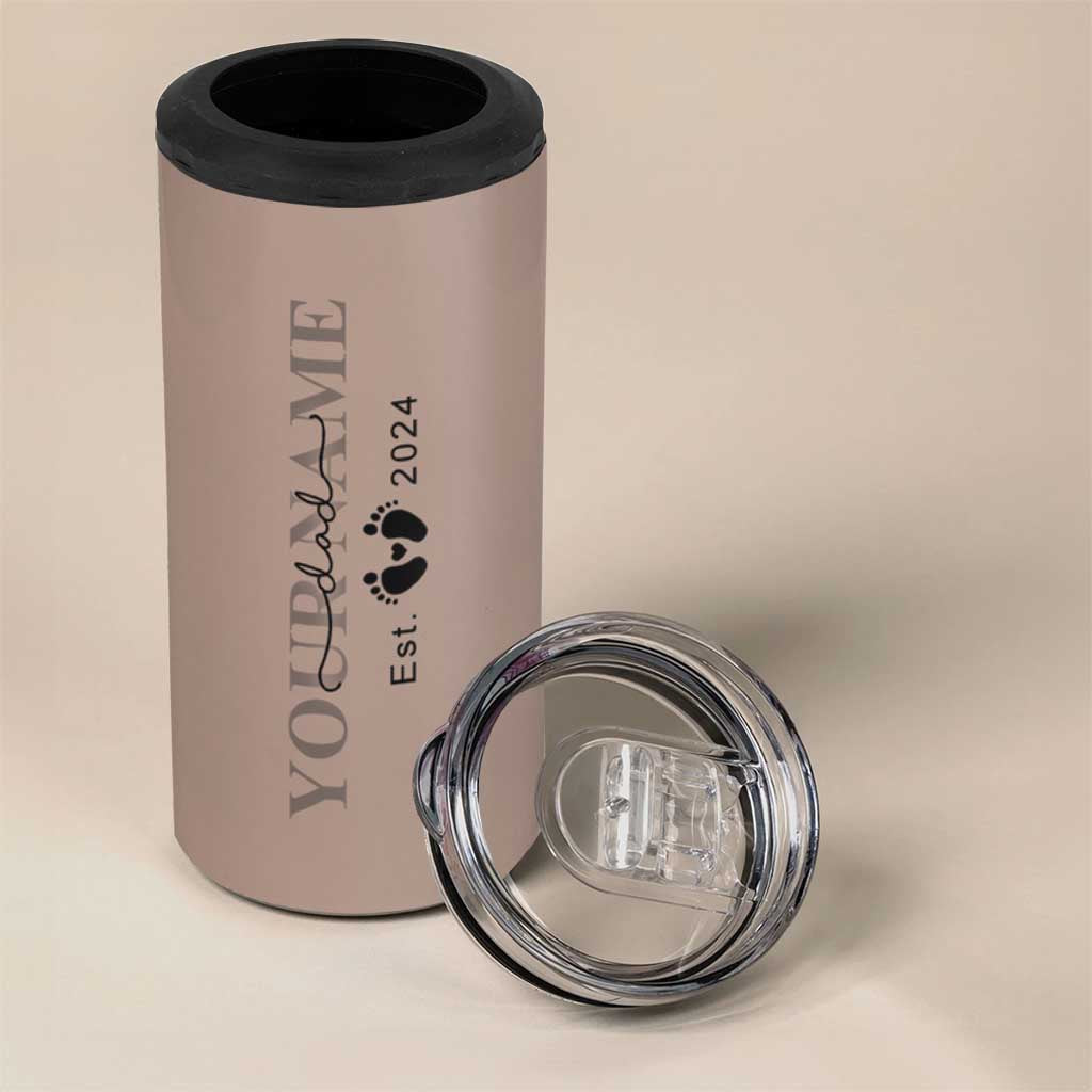Personalized New Dad 4 in 1 Can Cooler Tumbler Est 2024 Pregnancy Reveal First Time Dad Gift - Wonder Print Shop