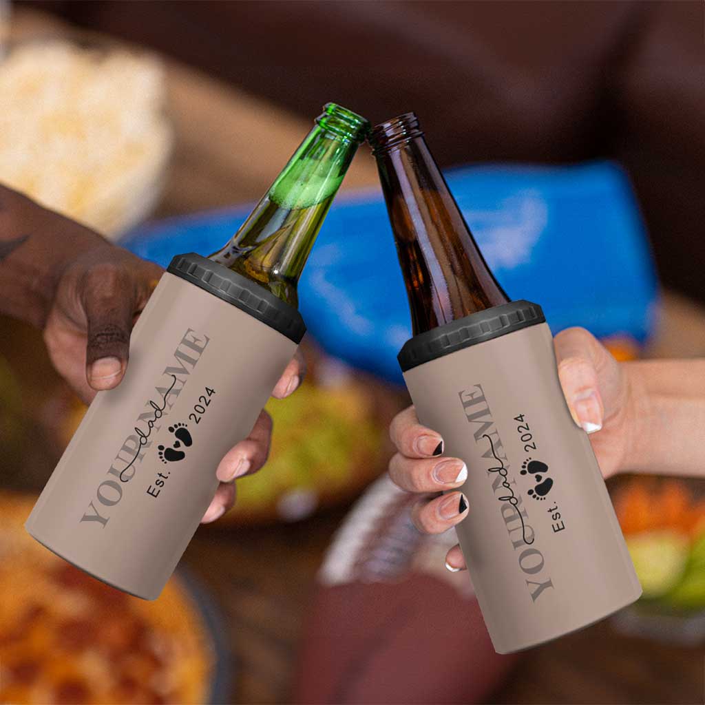 Personalized New Dad 4 in 1 Can Cooler Tumbler Est 2024 Pregnancy Reveal First Time Dad Gift - Wonder Print Shop