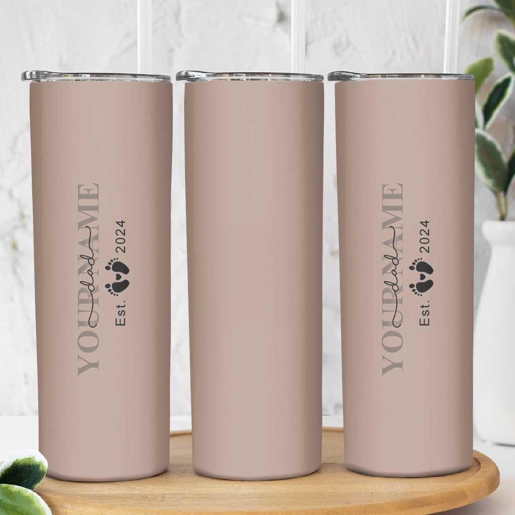 Personalized New Dad Skinny Tumbler Est 2024 Pregnancy Reveal First Time Dad Gift - Wonder Print Shop