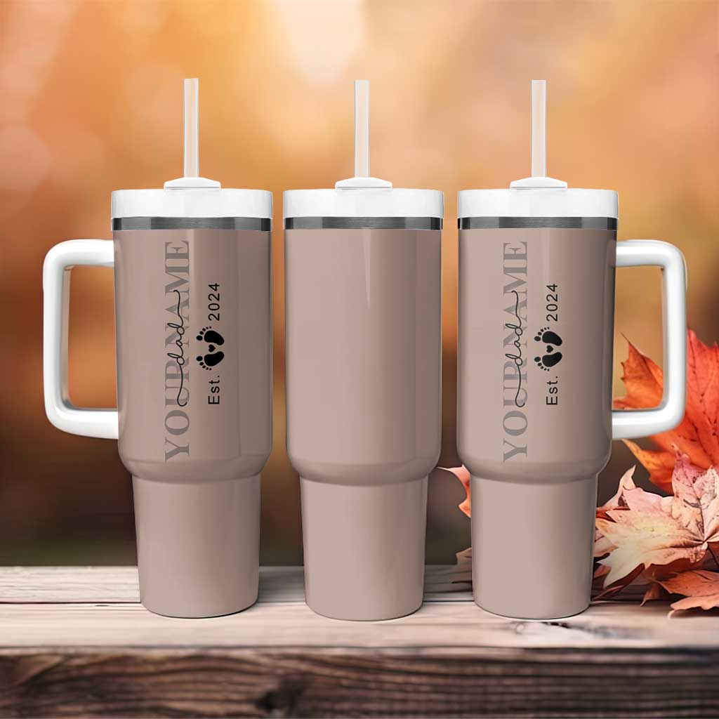 Personalized New Dad Tumbler With Handle Est 2024 Pregnancy Reveal First Time Dad Gift - Wonder Print Shop