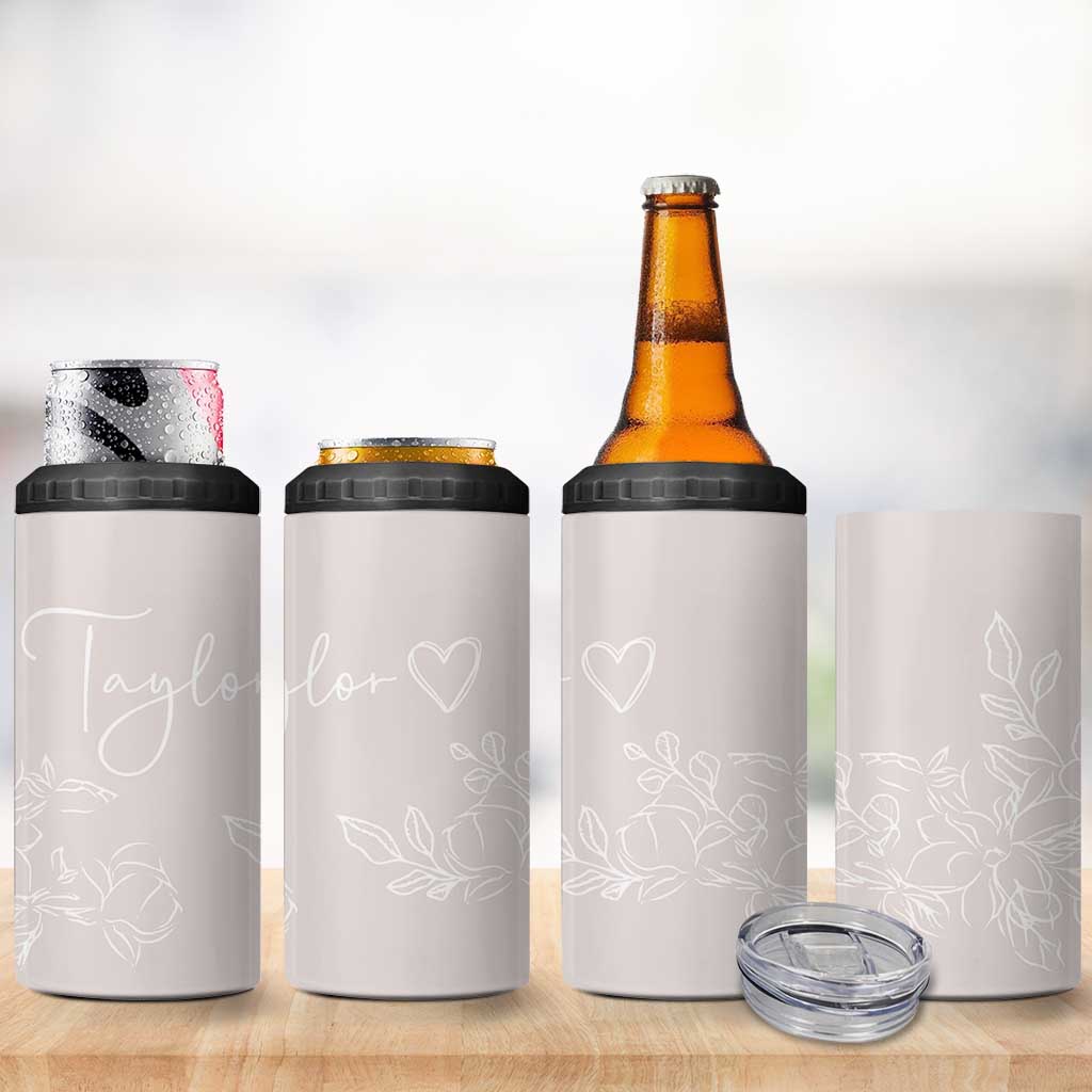 Personalized Wildflower Floral 4 in 1 Can Cooler Tumbler Custom Name Flower Mothers Day Gift From Daughter Son