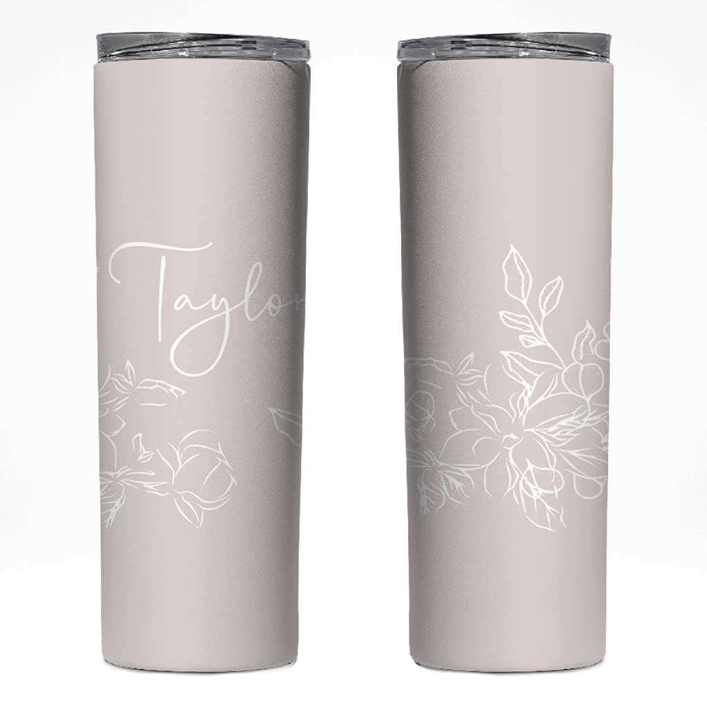 Personalized Wildflower Floral Skinny Tumbler Custom Name Flower Mothers Day Gift From Daughter Son