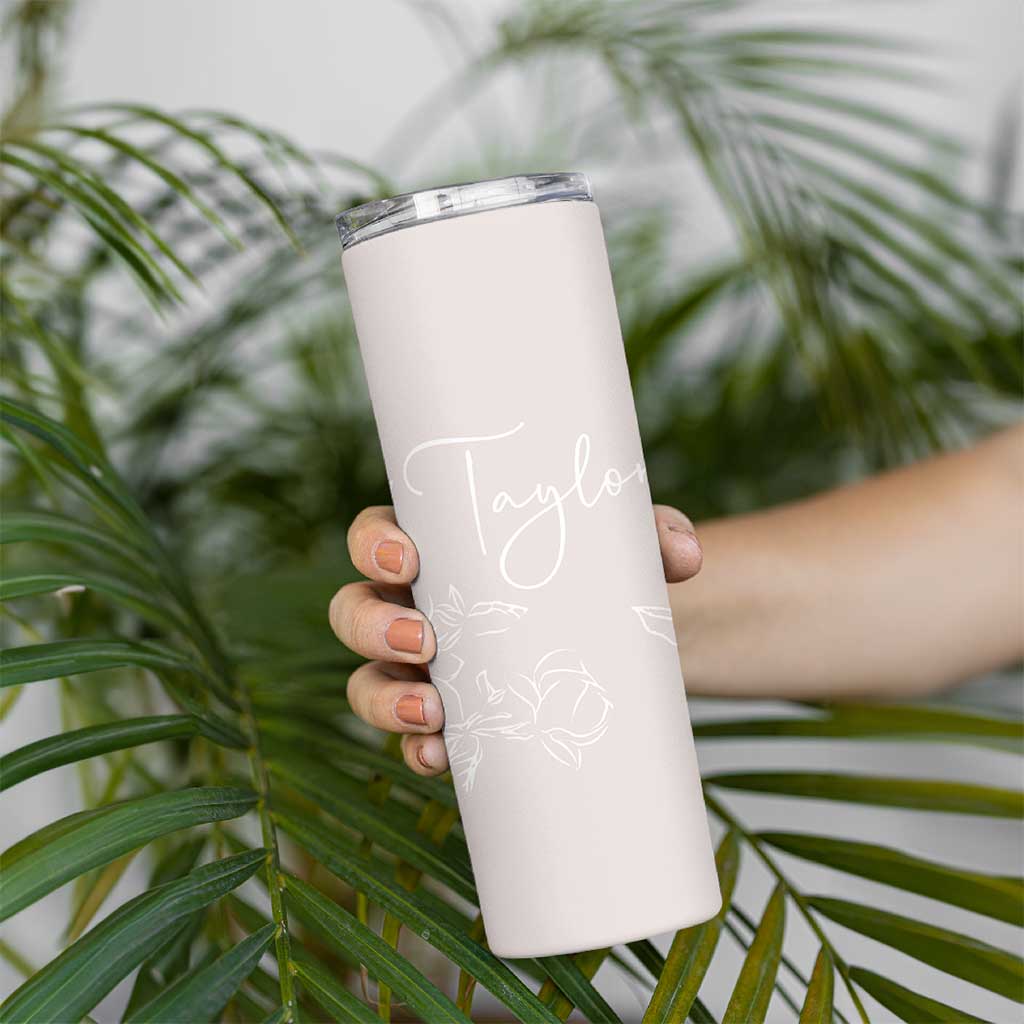 Personalized Wildflower Floral Skinny Tumbler Custom Name Flower Mothers Day Gift From Daughter Son