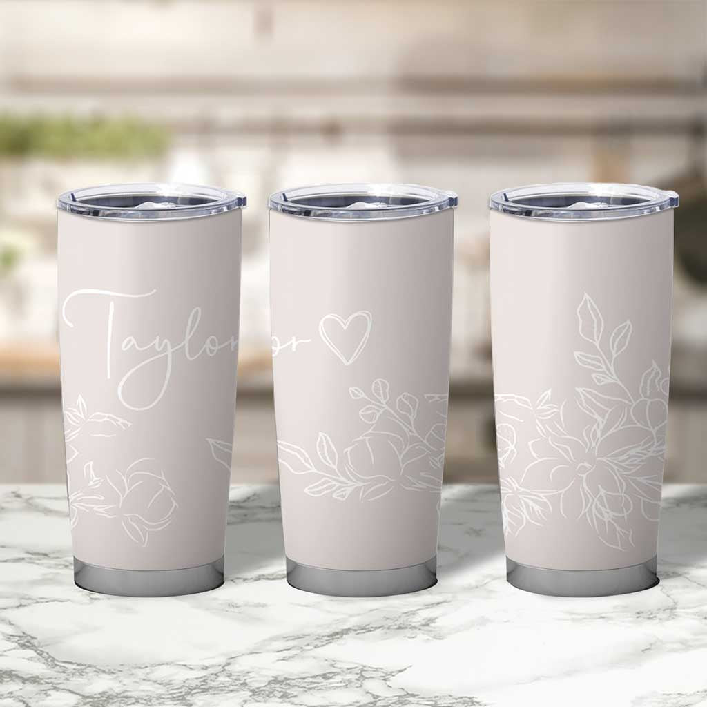 Personalized Wildflower Floral Tumbler Cup Custom Name Flower Mothers Day Gift From Daughter Son
