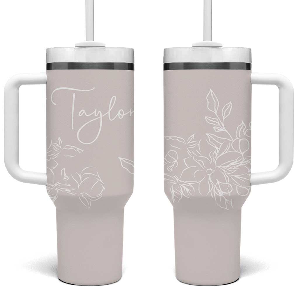 Personalized Wildflower Floral Tumbler With Handle Custom Name Flower Mothers Day Gift From Daughter Son