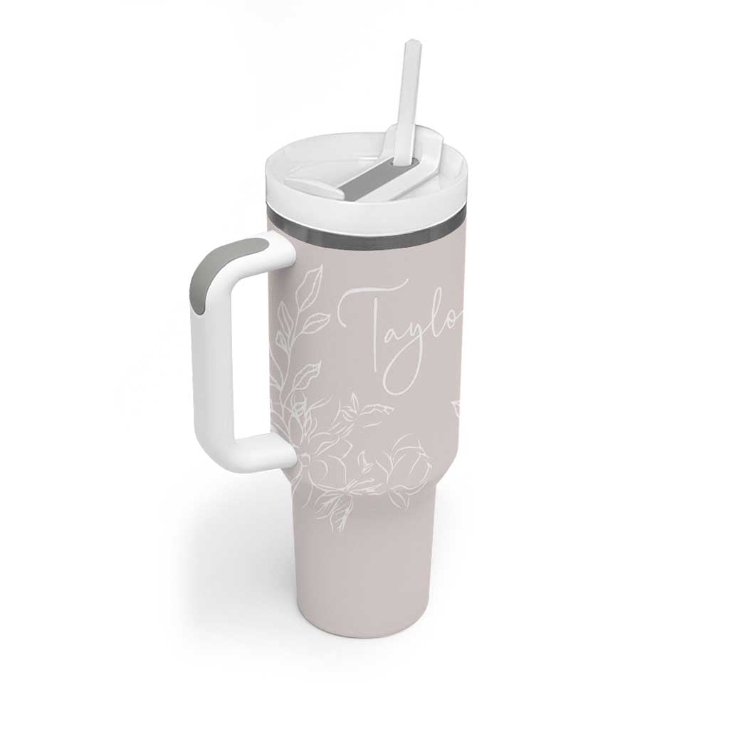 Personalized Wildflower Floral Tumbler With Handle Custom Name Flower Mothers Day Gift From Daughter Son