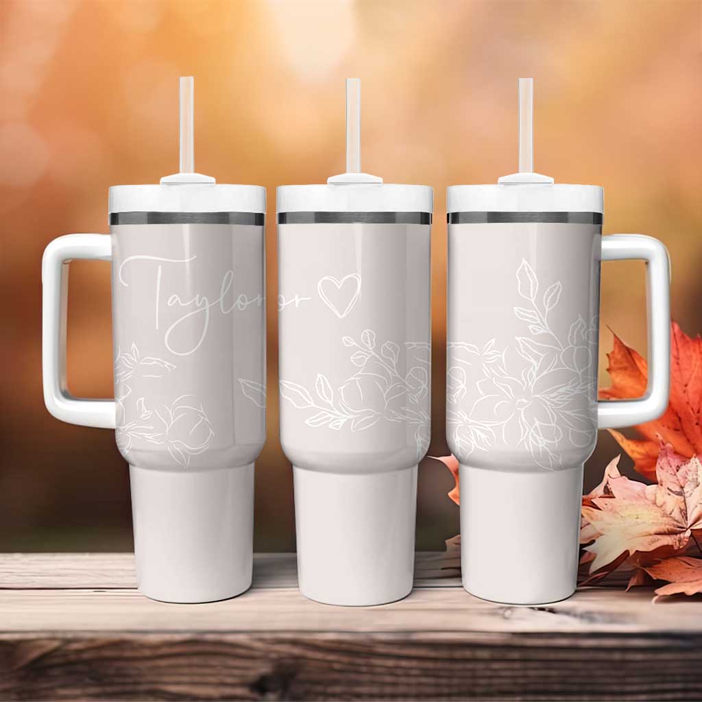 Personalized Wildflower Floral Tumbler With Handle Custom Name Flower Mothers Day Gift From Daughter Son
