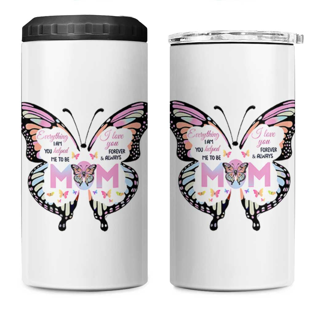 Gift For Mom 4 in 1 Can Cooler Tumbler Butterfly Thank You Mothers Day Gift I Love You Mom