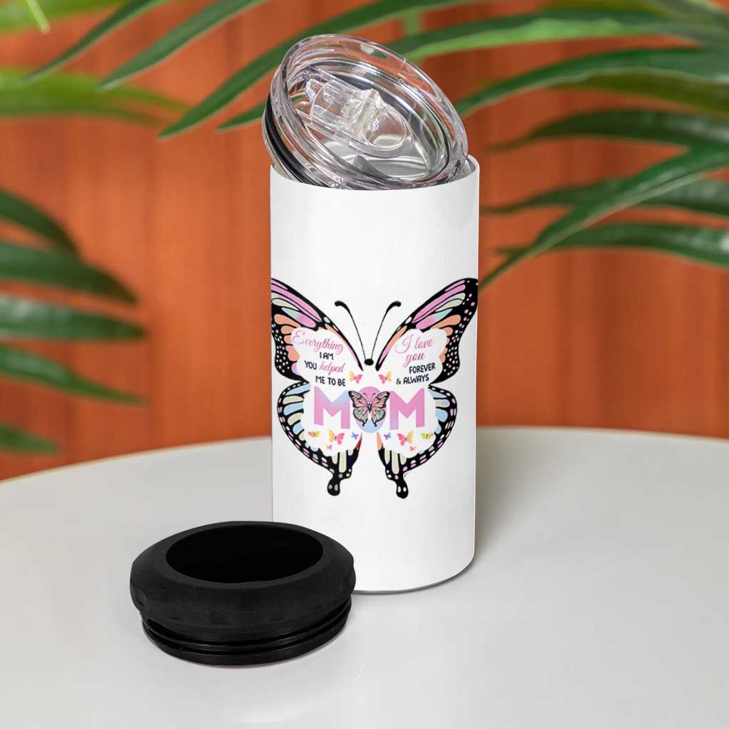 Gift For Mom 4 in 1 Can Cooler Tumbler Butterfly Thank You Mothers Day Gift I Love You Mom
