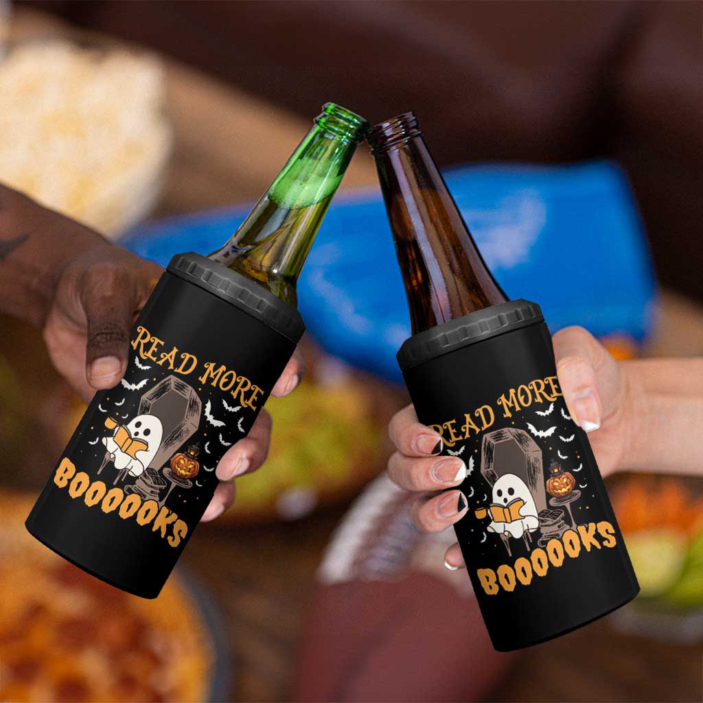 Halloween Book Lovers 4 in 1 Can Cooler Tumbler Groovy Read More Books Ghost Book Spooky Season Reading Gifts for Women, Readers, Bookworm - Wonder Print Shop