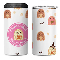 Pantasmas Mexican Halloween 4 in 1 Can Cooler Tumbler Spanish Latina Ghost Pan Dulce