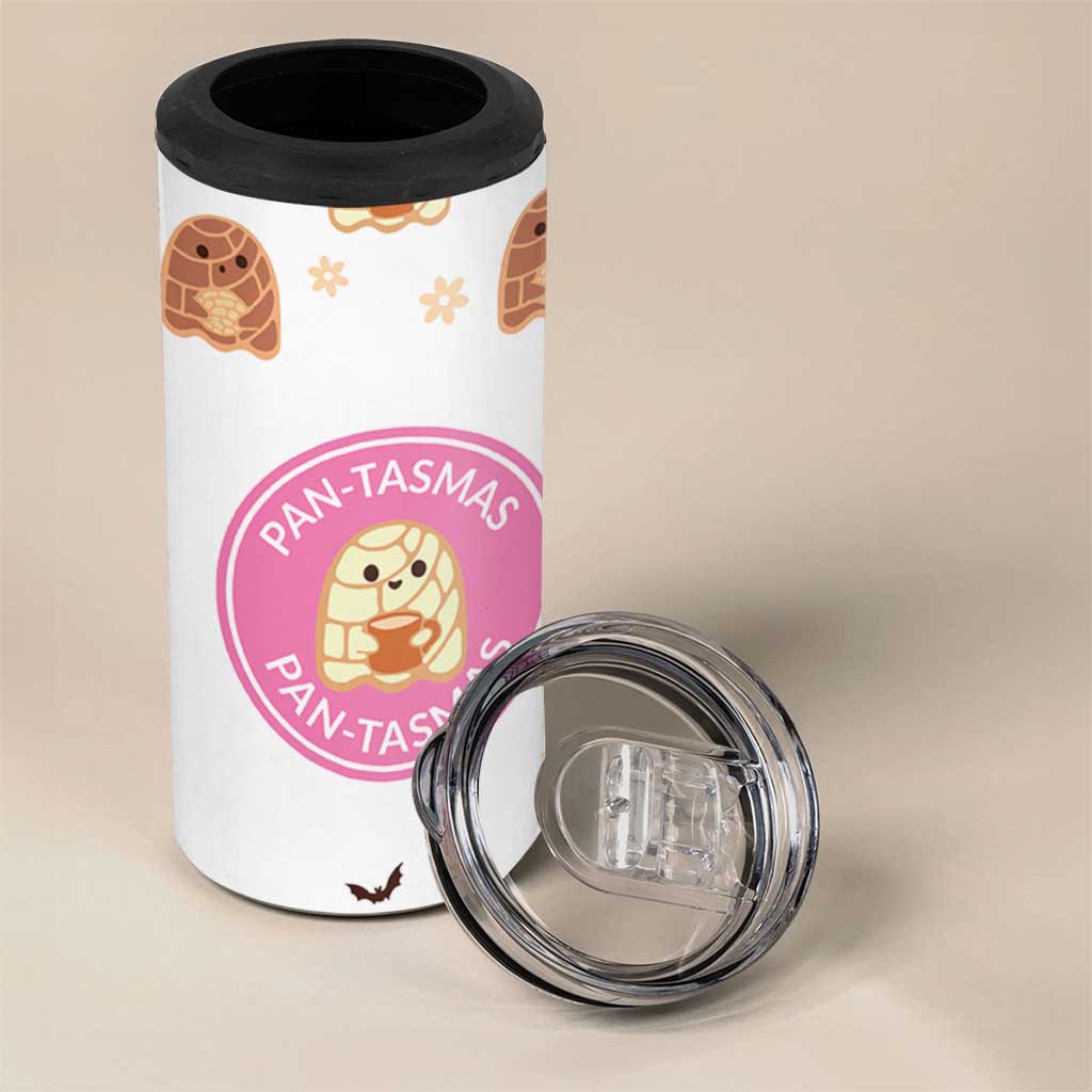 Pantasmas Mexican Halloween 4 in 1 Can Cooler Tumbler Spanish Latina Ghost Pan Dulce