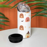 Pantasmas Mexican Halloween 4 in 1 Can Cooler Tumbler Spanish Latina Ghost Pan Dulce