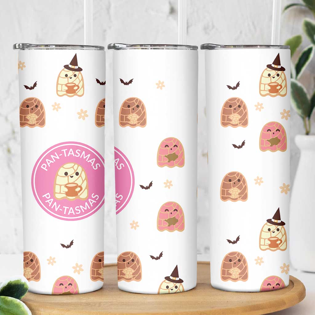 Pantasmas Mexican Halloween Skinny Tumbler Spanish Latina Ghost Pan Dulce