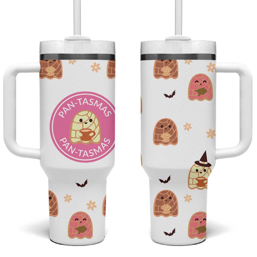 Pantasmas Mexican Halloween Tumbler With Handle Spanish Latina Ghost Pan Dulce