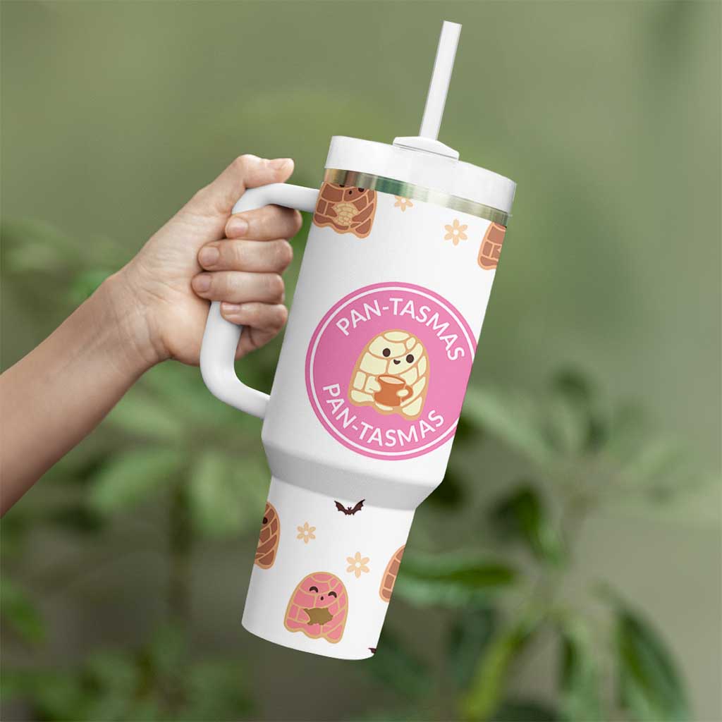 Pantasmas Mexican Halloween Tumbler With Handle Spanish Latina Ghost Pan Dulce