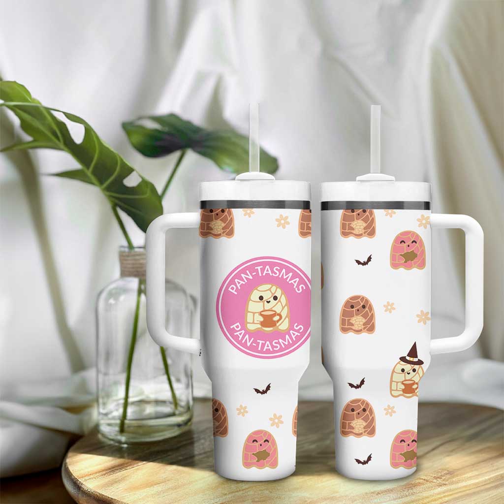 Pantasmas Mexican Halloween Tumbler With Handle Spanish Latina Ghost Pan Dulce