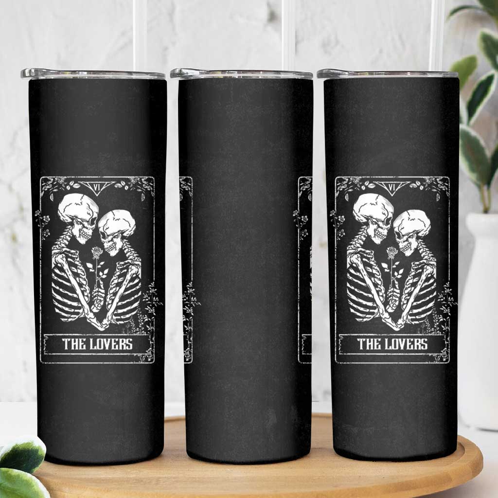 The Lovers Tarot Card Skinny Tumbler Gothic, Dark, Romance, Skeletons Love Gifts for Women - Wonder Print Shop