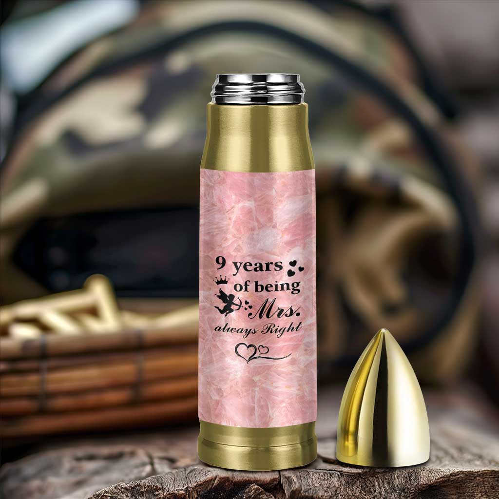 9 Year Anniversary Gift Bullet Tumbler 9 Years Being Mrs Always Right Wedding Gifts For Her
