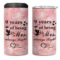 9 Year Anniversary Gift 4 in 1 Can Cooler Tumbler 9 Years Being Mrs Always Right Wedding Gifts For Her