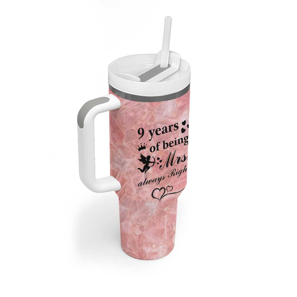 9 Year Anniversary Gift Tumbler With Handle 9 Years Being Mrs Always Right Wedding Gifts For Her