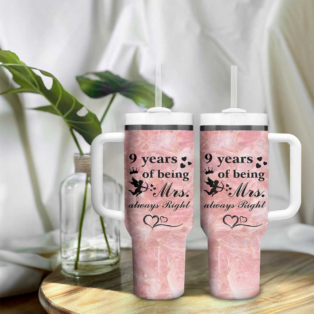 9 Year Anniversary Gift Tumbler With Handle 9 Years Being Mrs Always Right Wedding Gifts For Her