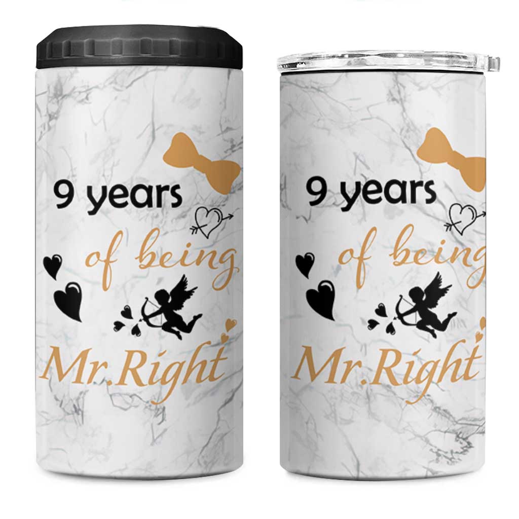 9 Year Anniversary Gift 4 in 1 Can Cooler Tumbler 9 Years Being Mr Right Wedding Gifts For Him