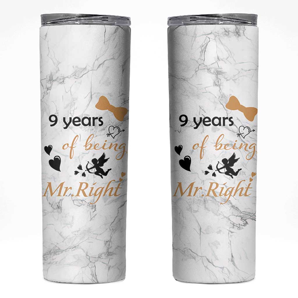 9 Year Anniversary Gift Skinny Tumbler 9 Years Being Mr Right Wedding Gifts For Him