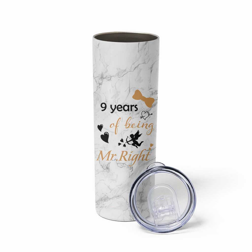 9 Year Anniversary Gift Skinny Tumbler 9 Years Being Mr Right Wedding Gifts For Him