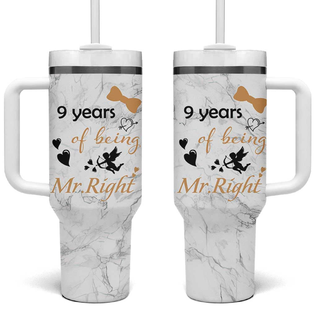 9 Year Anniversary Gift Tumbler With Handle 9 Years Being Mr Right Wedding Gifts For Him