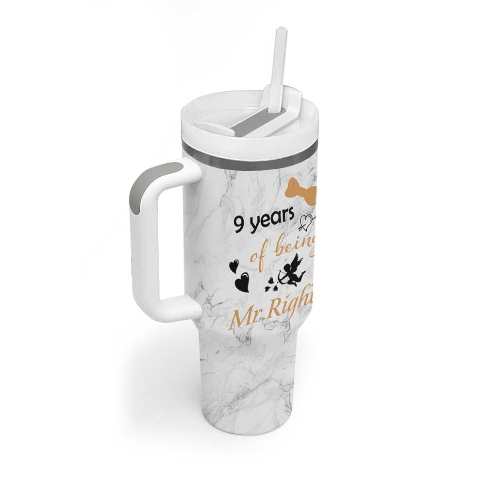 9 Year Anniversary Gift Tumbler With Handle 9 Years Being Mr Right Wedding Gifts For Him