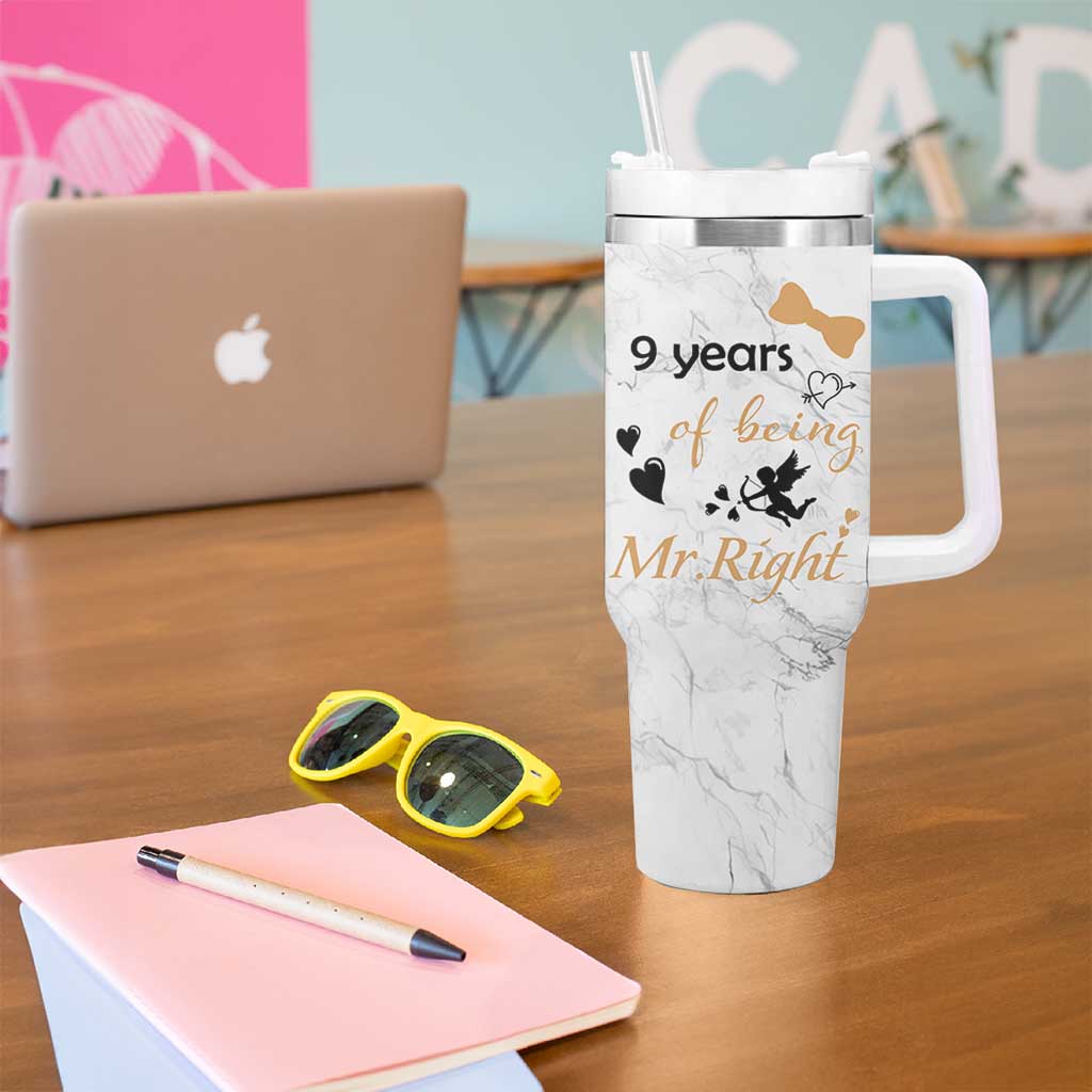 9 Year Anniversary Gift Tumbler With Handle 9 Years Being Mr Right Wedding Gifts For Him