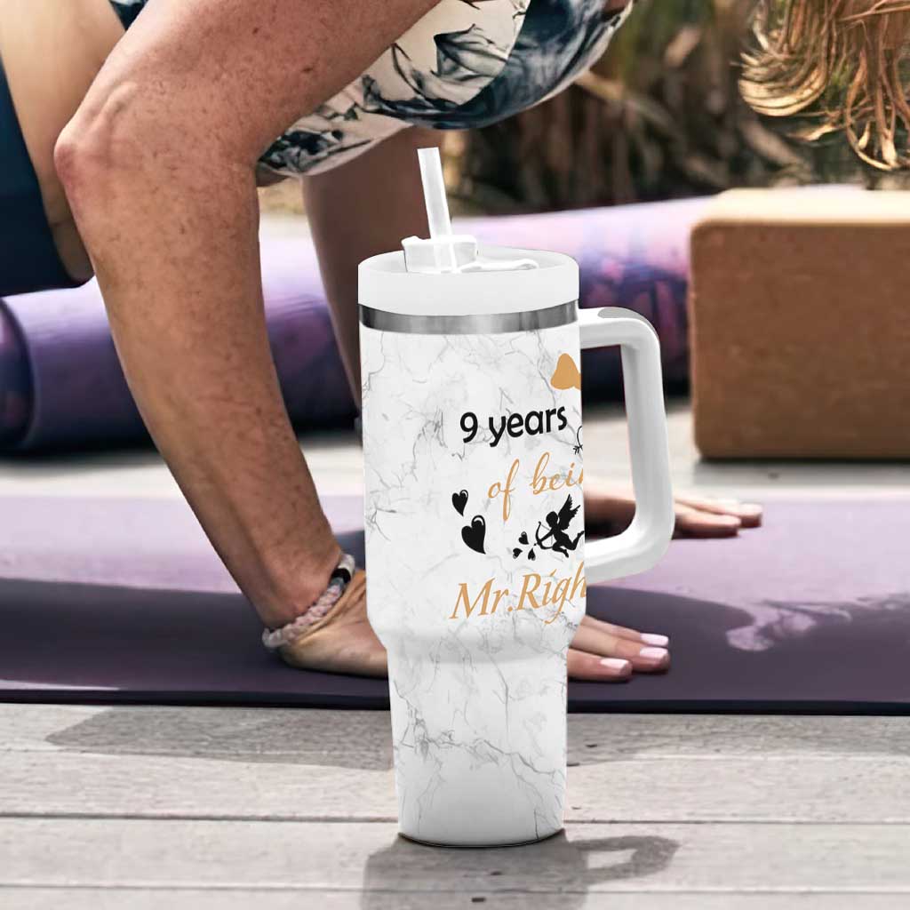 9 Year Anniversary Gift Tumbler With Handle 9 Years Being Mr Right Wedding Gifts For Him