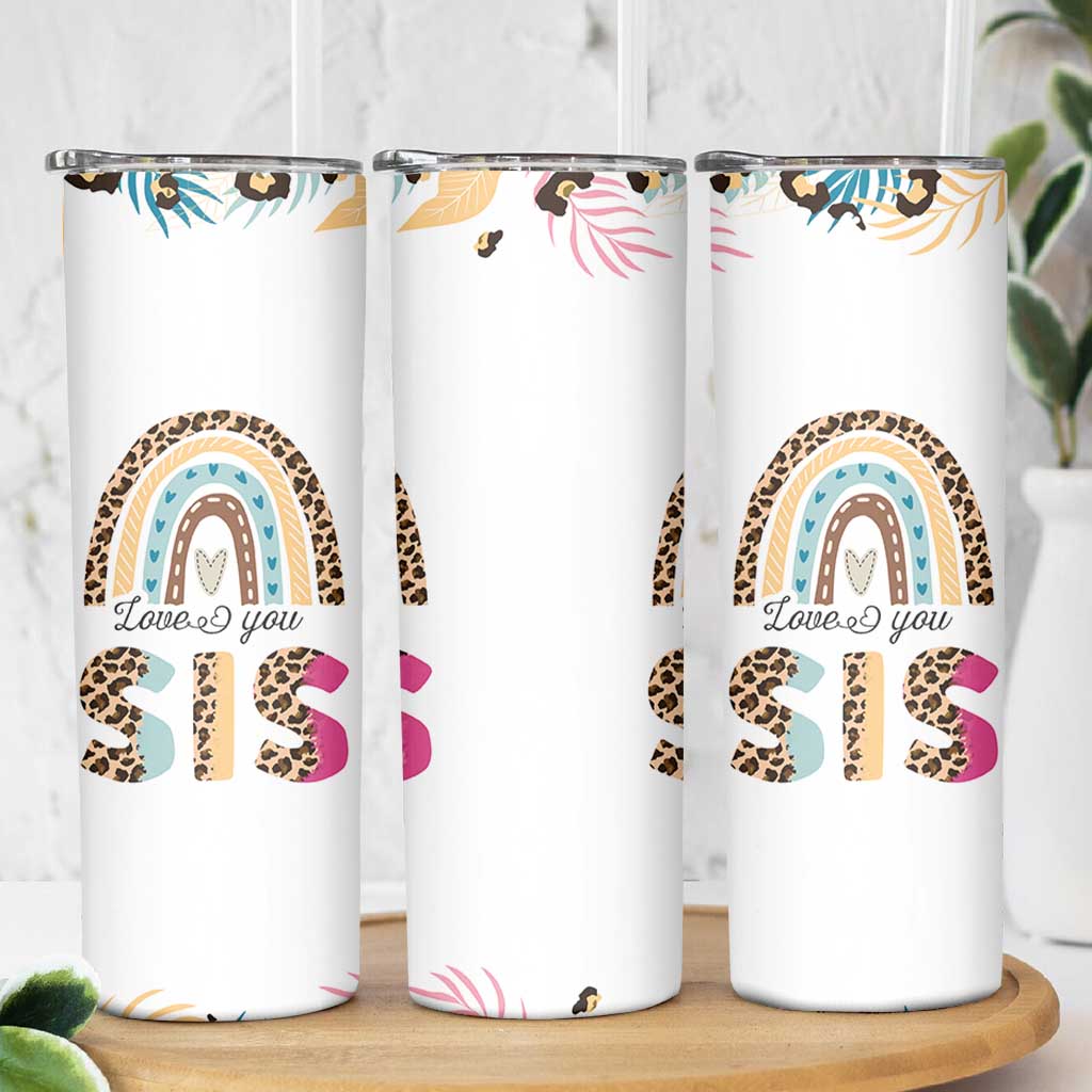 Love You Sis Skinny Tumbler Missing You Sister Gifts Leopard