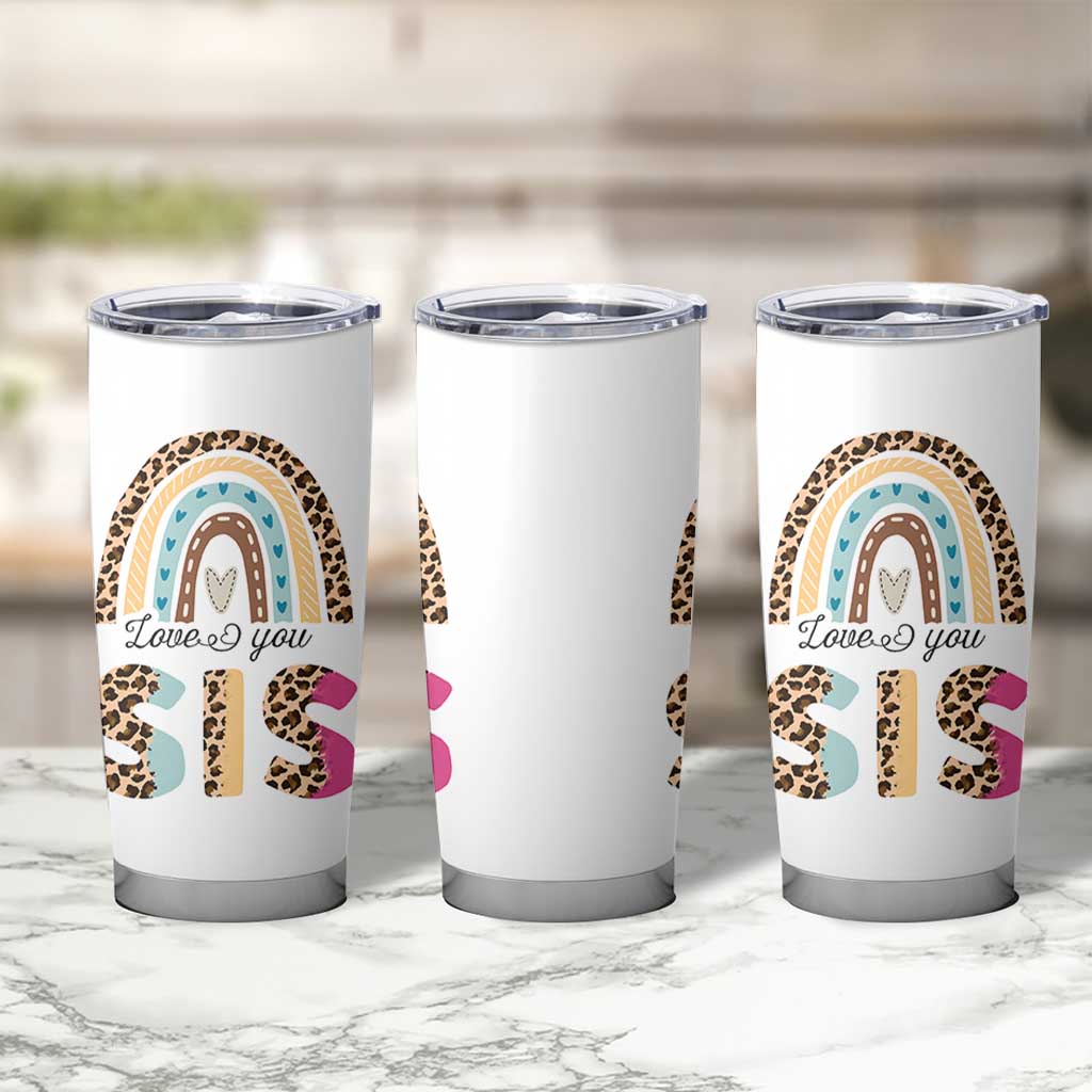 Love You Sis Tumbler Cup Missing You Sister Gifts Leopard