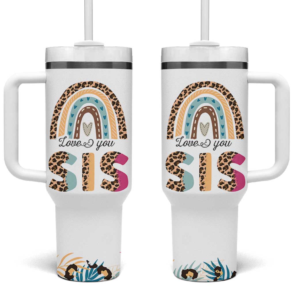 Love You Sis Tumbler With Handle Missing You Sister Gifts Leopard